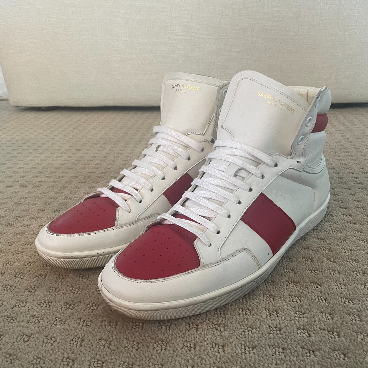 SAINT LAURENT 10H COURT/ハイカットスニーカーRED 41 Saint Laurent Court Classic SL/10H High Top Sneakers Men US 10.5