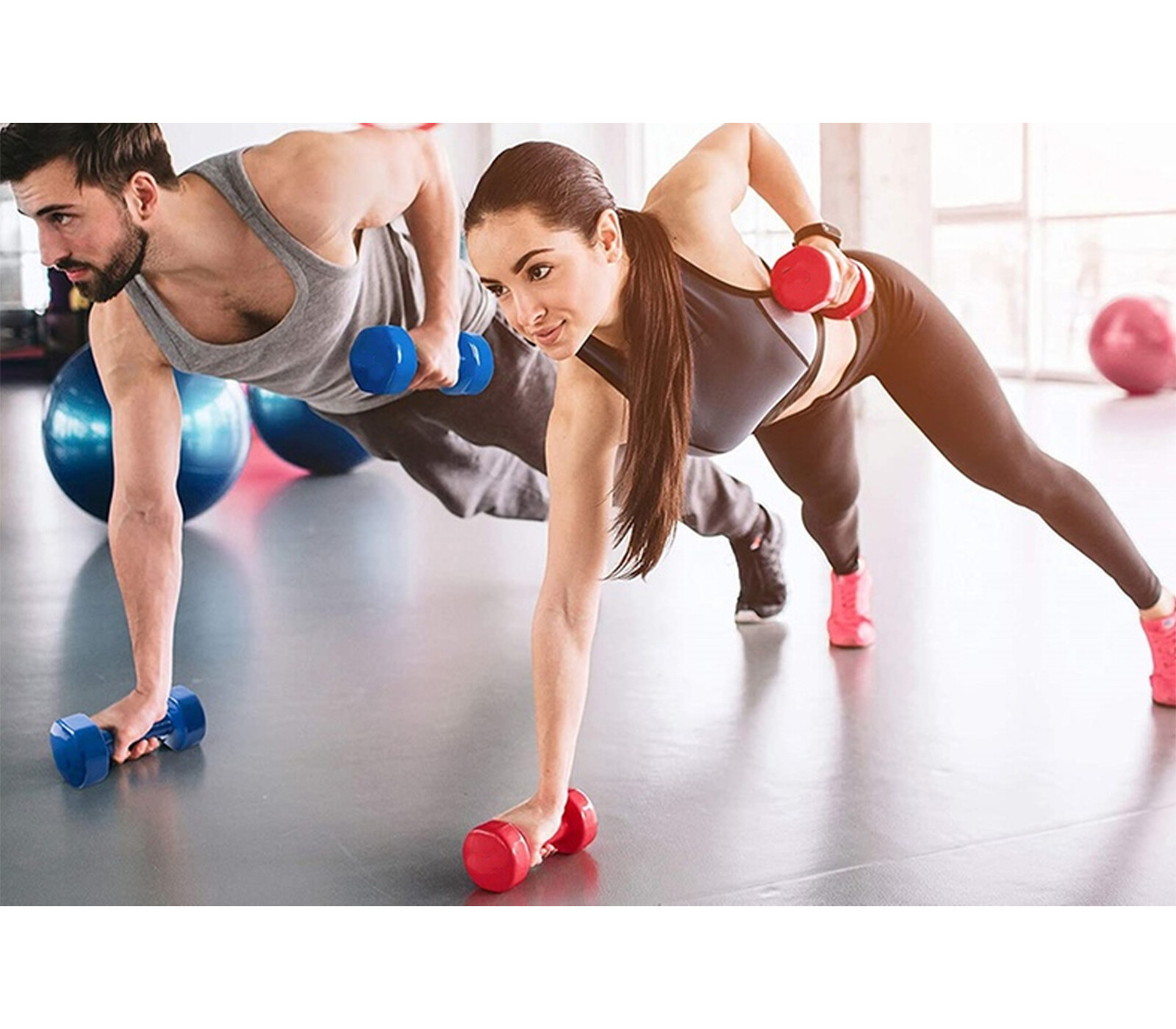 Peso Palestra 7kg Manubrio Esagonale Gommato Antiscivolo Allenamento Fitness foto 2