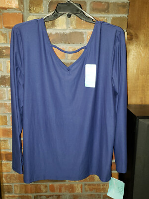 Cool Girl Sleepwear-3X- Navy Blue, Long Sleeve Top  