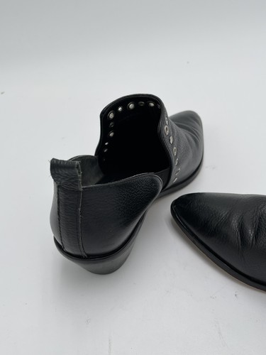 Rebecca Minkoff Size 7 Black Western Bootie Black Leather Metal Detail - Picture 5 of 12