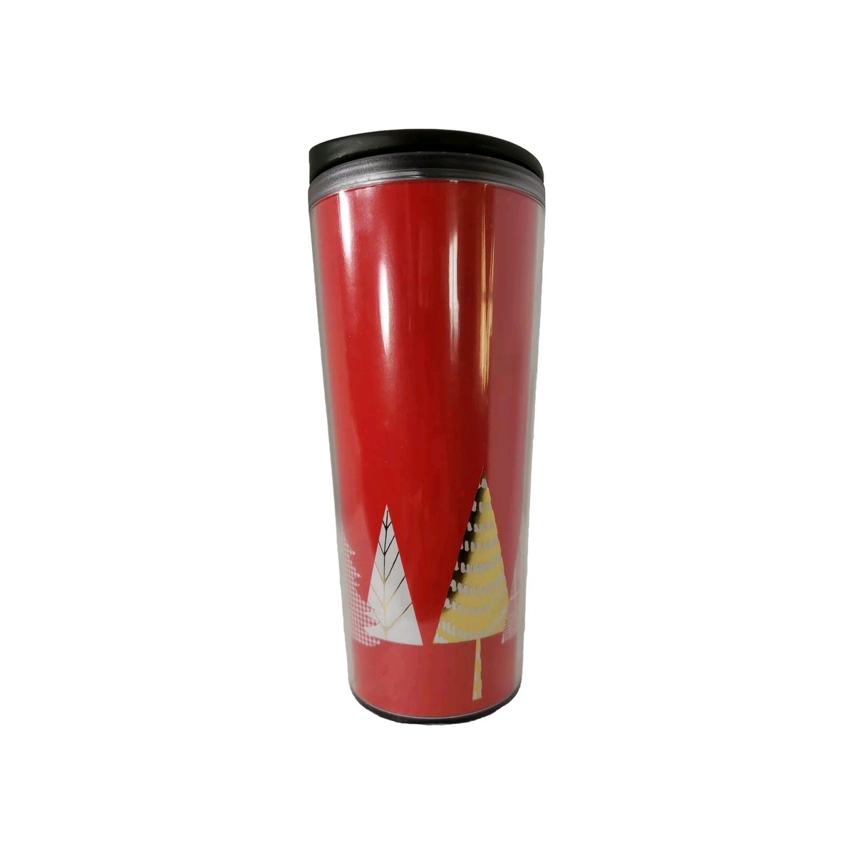 STARBUCKS 16 0z COFFEE TRAVEL MUG RED Christmas TREES TEA Holidays Snow |  eBay