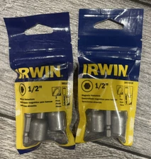 Lot Of (2) 3-pc Irwin 1/2" Magnetic Nutsetter #3051018 - 2-9/16" Long, Hex Shank