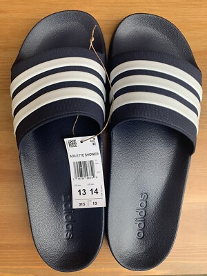 Adidas Adilette Comfort Slide Sandal Tags Navy White Stripes Legend Ink Mens 13 Adidas Unisex Adilette Comfort Slides Legend Ink / Cloud  main image 3