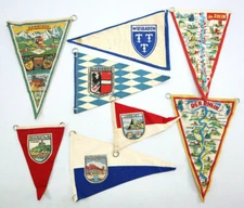 Original 1936 Cloth 8 Pennant Lot German Winter Olympics Garmisch-Partenkirchen 