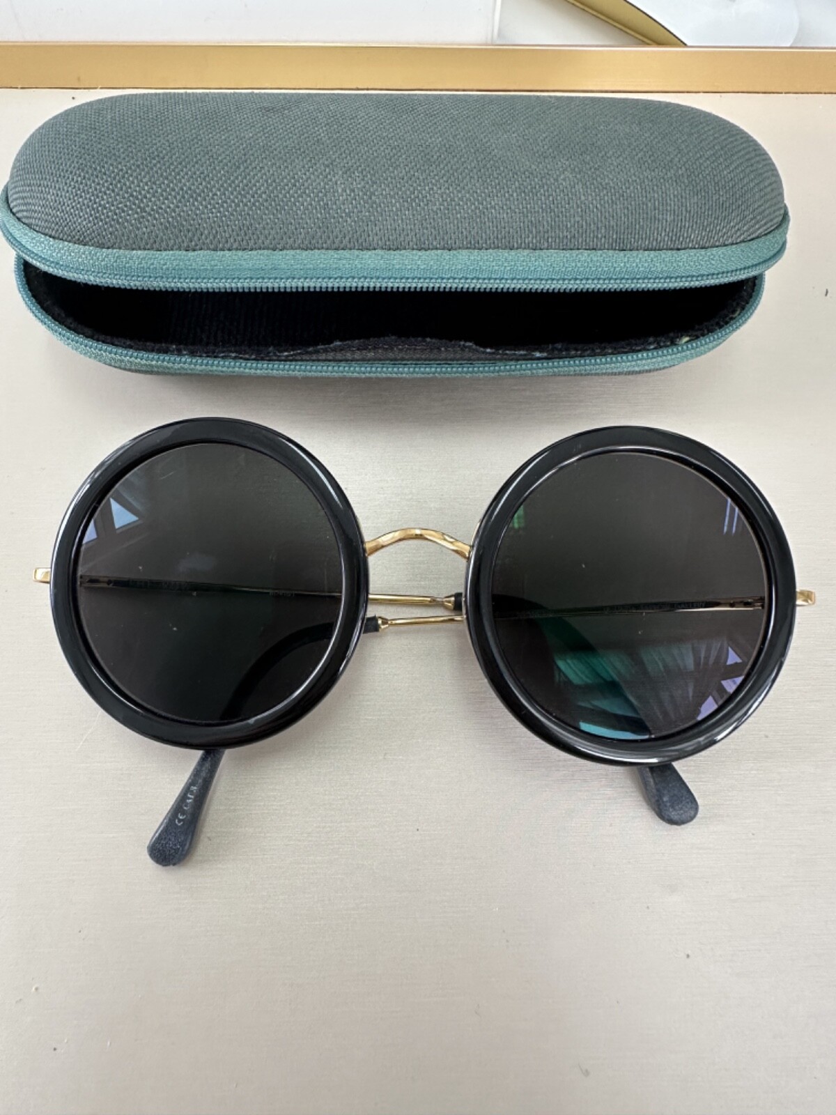 CY1 THE ROW X LINDA FARROW ROUND BLACK SUNGLASSES   READ DESCRIPTION!!!