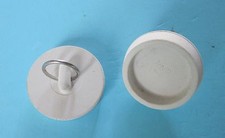 White Rubber Basin, Sink, Tub Stopper with Nickel Plated Ring NEW
