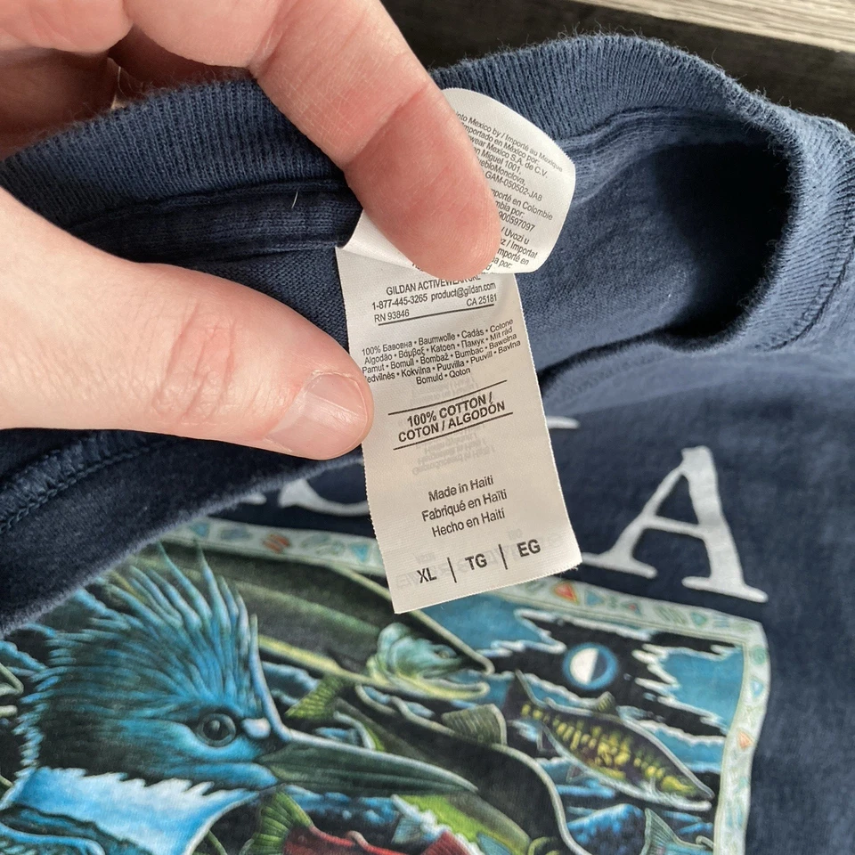 Ray Troll Kingfisher Raven & the Half Moon Run T-Shirt Size XL Navy Blue - Image 3 of 4