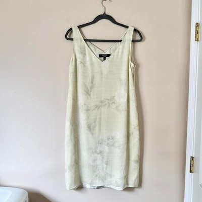 Emanuel Ungaro Silk Dress light mint green grey floral sheer 10 petite