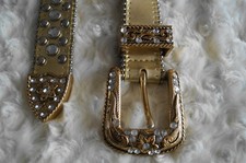 Gold Glitter Shiny Rhinestone Belt Womens Western Cowgirl Crystal Studded