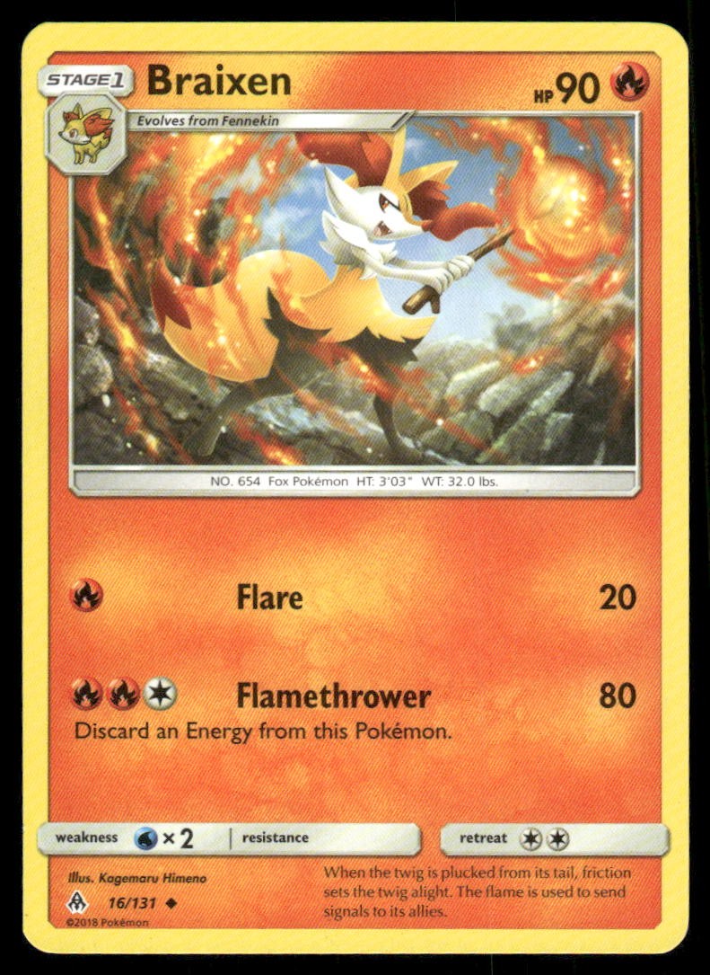 Braixen 16/131 Uncommon Forbidden Light Pokemon Lightly Played
