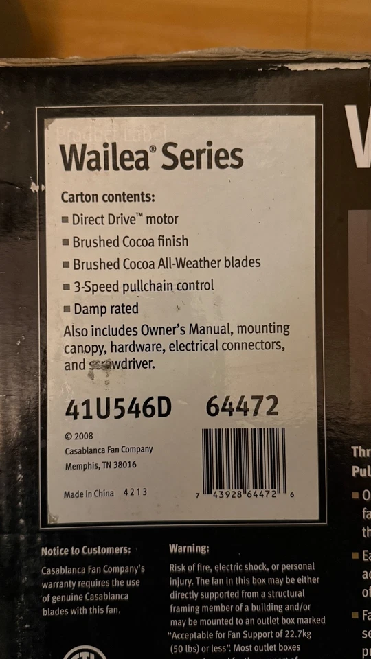 New Casablanca Wailea 31" Indoor/Outdoor Ceiling Fan, Brushed Cocoa, 41U546D - Image 3 of 4