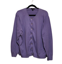 LANDS  END Cardigan Sweater Cotton Blend Button Front Size 2X 20W-22W