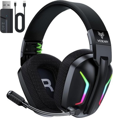 Weseary WG1 Bluetooth Headset 2,4G Wireless Gaming Headset mit Mikrofon für PS5