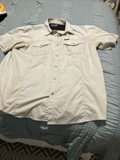 Wrangler Outdoors Extra Large Khaki Snap Button Shirt Short Sleeve