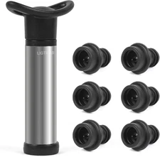 Wine Saver Pump with 6 Vacuum Wine Stoppers, Wine Bottle Preserver Keep Wine Fre
