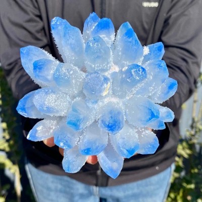 2.04LB New find blue phantom crystal quartz  cluster mineral specimen healing
