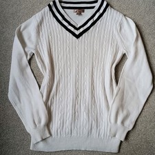 White Stag White V Neck Jumper Size 8-10 Women's 60% Cotton