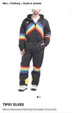 Tipsy Elves Men  s Waterproof Midnight Shredded Snow Suit size:Large