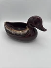 VTG MCM  Hull Duck Planter Brown Drip Glaze Planter 10” USA