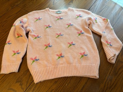 vtg rydal womens pink spring flowers sweater M