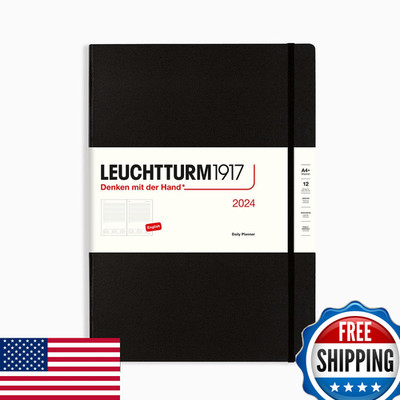 Leuchtturm1917 - Daily Planner 2024 Extra Booklet Master A4 Hardcover Black Jan