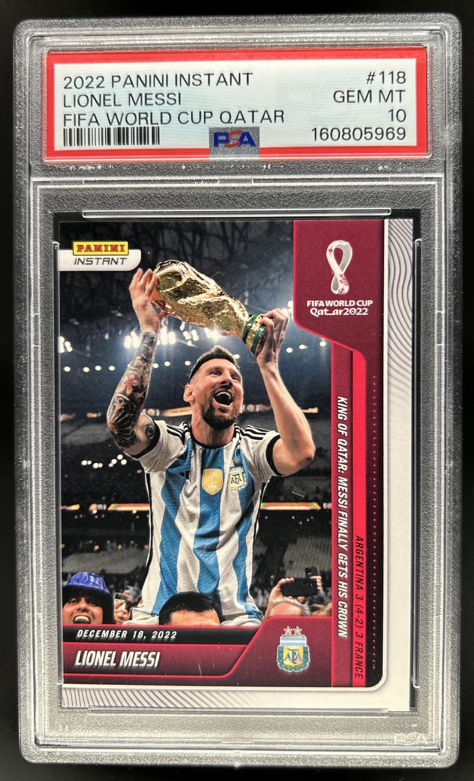 2022 Panini Instant FIFA World Cup Qatar Lionel Messi #118 Argentina PSA 10 (69)