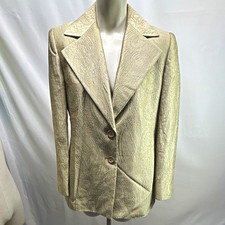 Linda Allard Ellen Tracy Gold Notch Lapel 2-Button Lined Blazer Jacket 8