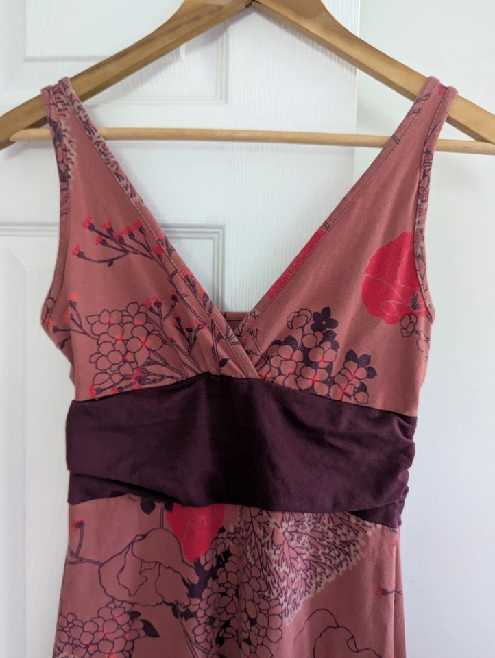 Patagonia Sleeveless Babydoll Dress Sz XS Aline Floral Organic Cotton Mauve EUC - Image 3 of 4