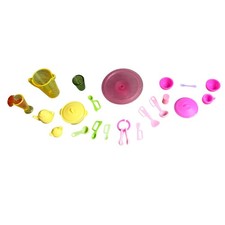 Vintage Barbie Lot Miniature Dollhouse Kitchen Accessories Play Food Pink Yellow