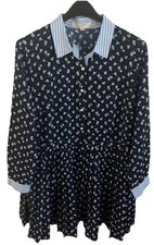 Loft Dress 16 Blue Clove Floral Prairie Peasant Retro NEW Petite