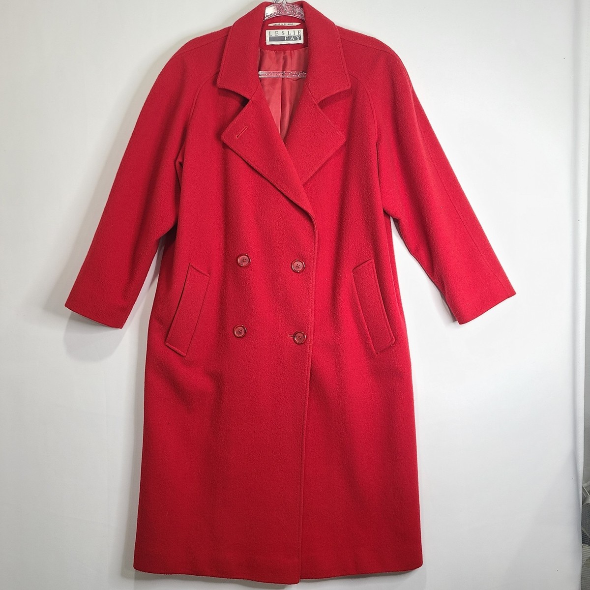 Vtg Leslie Fay Red Wool Long Coat Classic Lined Sz8 | eBay