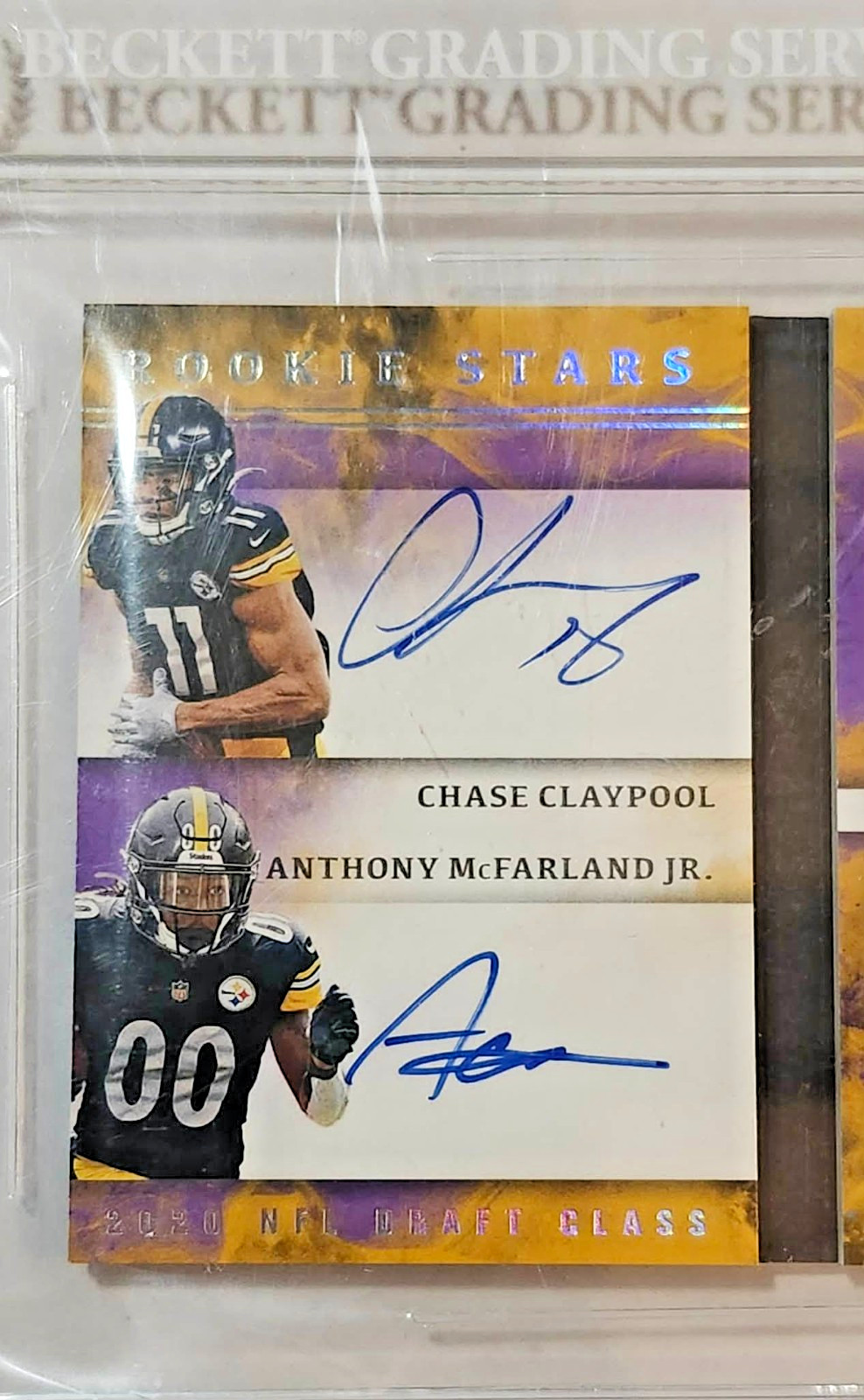 2020 Origins Chase Claypool/Anthony McFarland Jr AUTO Logo Patch RC BGS 8.5 #1/2 view 3