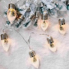 Christmas Tree Snow Globe String Lights, 6 LED Clear Bulbs Holiday Tree String