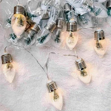 Christmas Tree Snow Globe String Lights, 6 LED Clear Bulbs Holiday Tree String