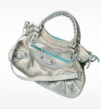 Balenciaga Damen Umhängetasche Leder Grau/Bl...