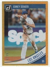 Corey Seager 61/99 - LA - Variations Gold Press - 2018 Donruss Baseball # 158 MT