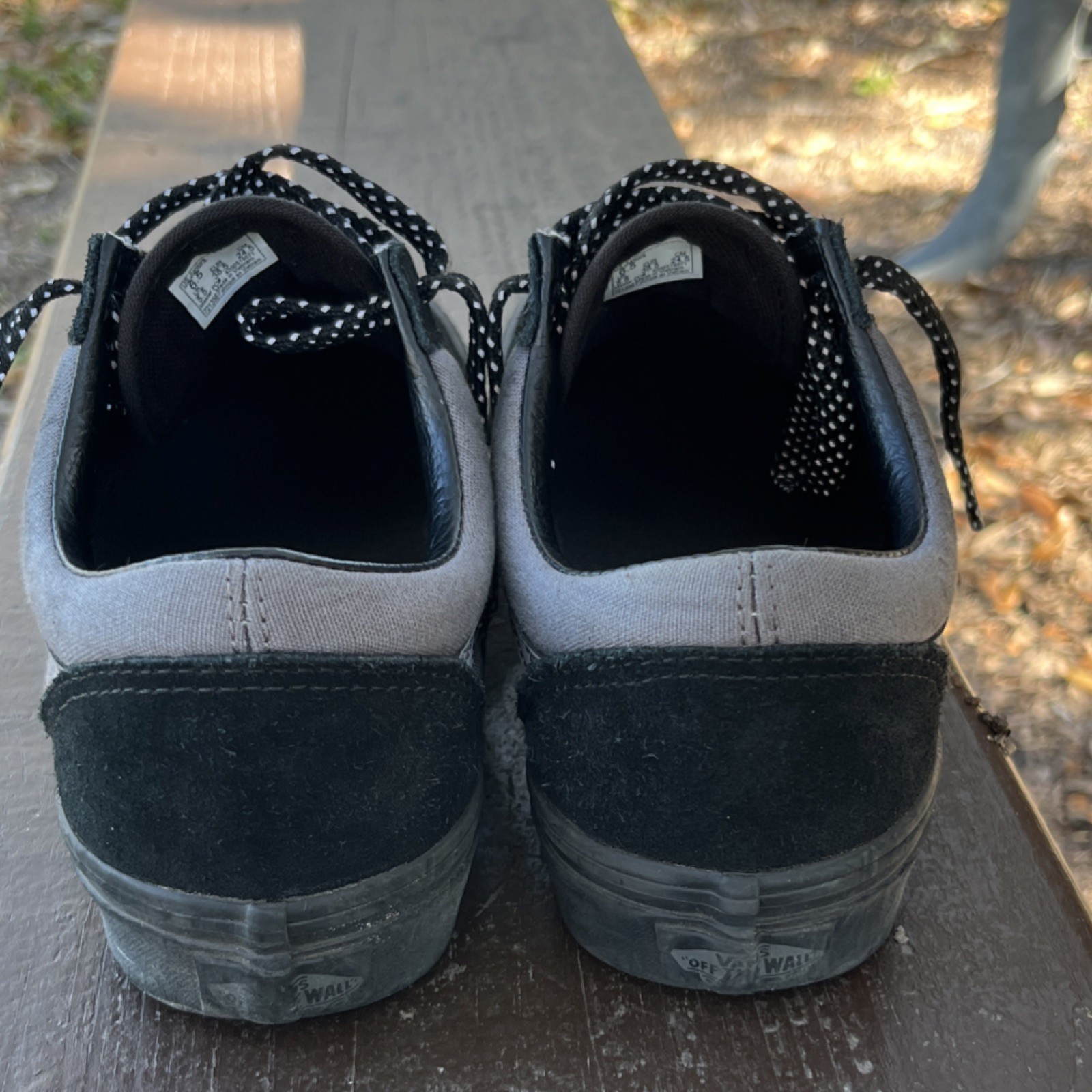 VANS Old Skool Black Gray Men's Canvas Suede Sneakers Polka Dot Laces Comfort thumbnail 5