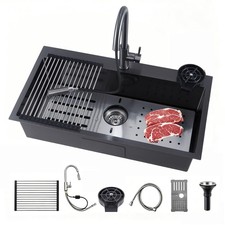 33 Inch Drop In Kitchen Sink,16-Gauge Stainless Steel Single Bowl Deep Kitche...