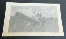 Vintage Snapshot Photo 1940s Military Men WW2 era Posing on Cannon Gay Interest