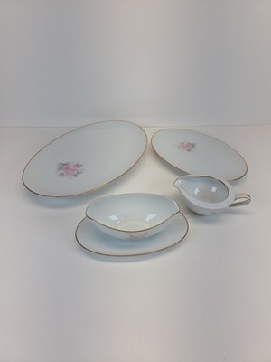 Vintage Noritake Roseville Serving Trays And Gravy Bowls