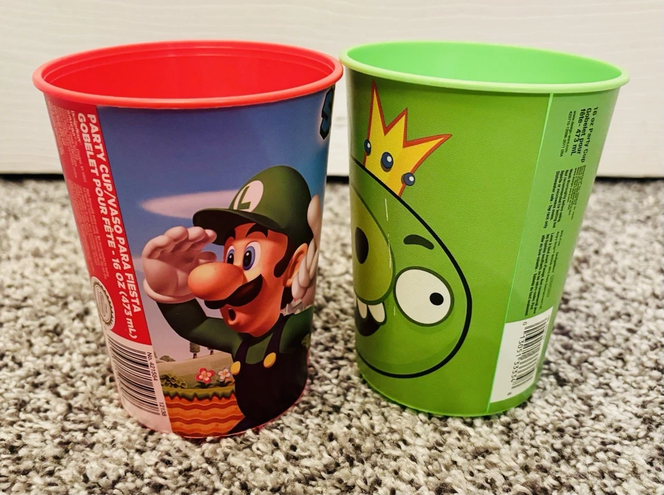 Kids Video Game 16 oz. Plastic Party Cup Set of 2 Angry Birds Super Mario - Image 3 of 4
