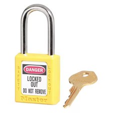 Master Lock 410Kaylw Lockout Padlock, Keyed Alike, Thermoplastic, Yellow, 1 1/2