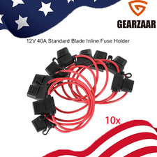 12 AWG 10 Pack In-line ATC/ATO Fuse Holder 40 AMP Blade Fuse Holder Cover 12V-