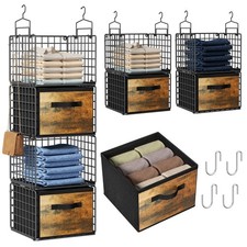 Hanging Closet Organizer with Drawers, 4 Tier Metal Closet Organizers and Sto...