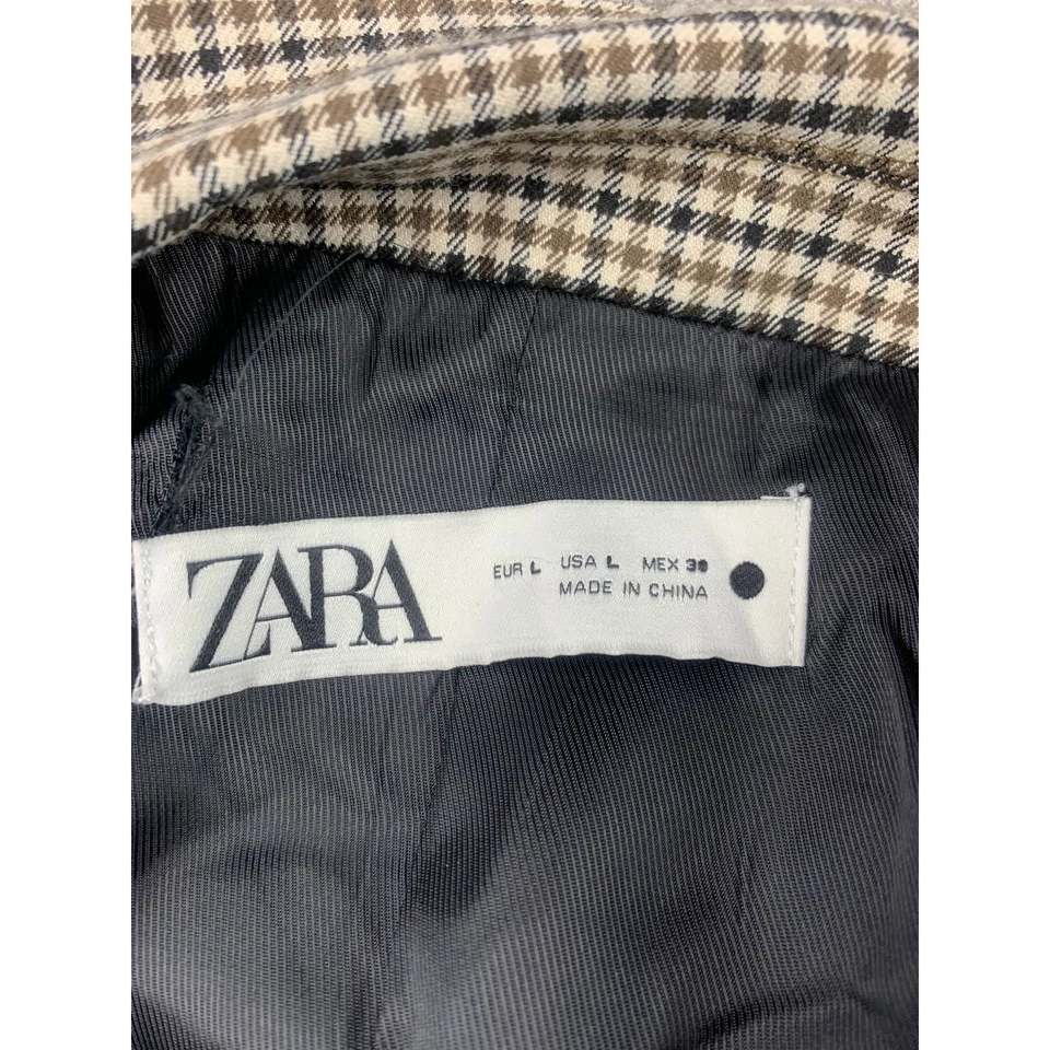 Zara Women's Large Plaid Doble Breasted Blazer Fall Winter - Image 4 of 4