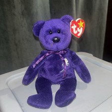 2 of them    Ty Princess Diana Bear Purple Plush Heart Tag Ribbon 1997 Retired