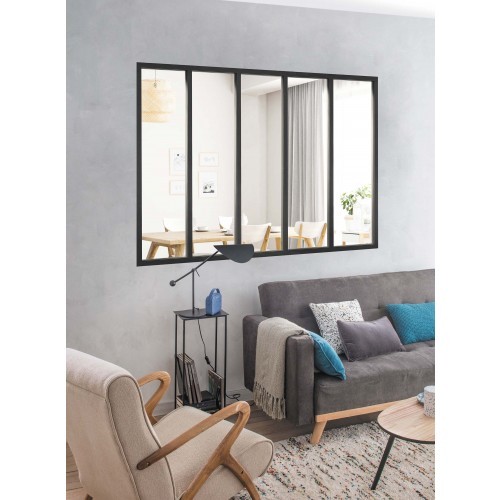 Verrière 5 carreaux noir lisse 108 x 153,2 cm pour illuminer votre cuisine et votre salon