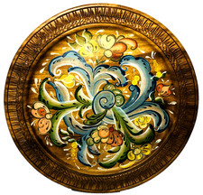 Wooden Plate Norwegian Rosemaling Folk Art Hand Carved  Painted Telemark Style