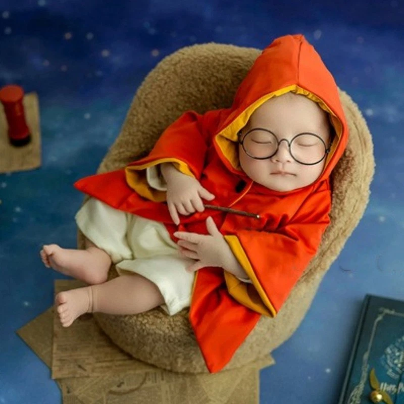 Fotografía utilería recién nacido niña niño bebé niños ropa bata de mago capa capa Foto 2 de 4