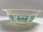 Pyrex Amish Butterprint 444 Cinderella Nesting Mixing Bowl 4Qt White w/Turquoise